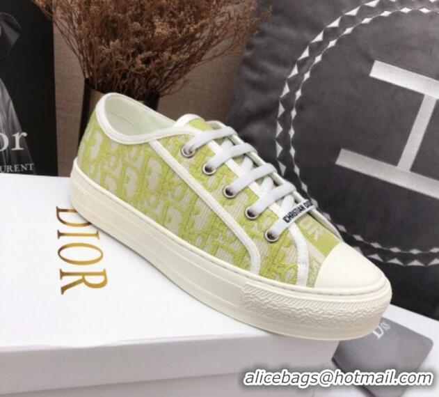 Cheap Price Dior Walk'n'Dior Sneakers in Oblique Embroidered Cotton Neon Green 226024