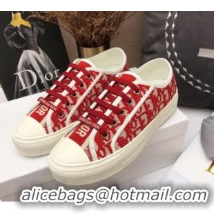 Grade Quality Dior Walk'n'Dior Sneakers in Oblique Embroidered Cotton Red 226026