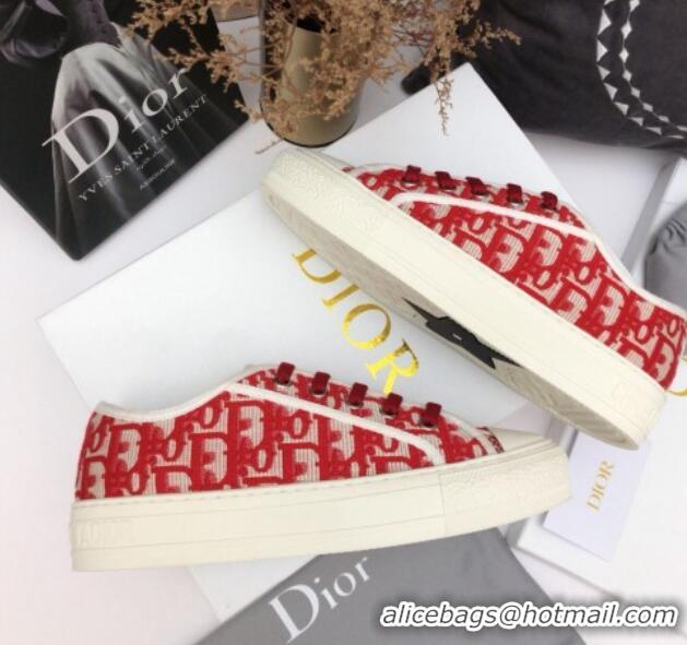 Grade Quality Dior Walk'n'Dior Sneakers in Oblique Embroidered Cotton Red 226026