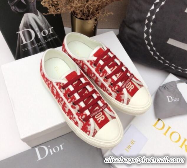 Grade Quality Dior Walk'n'Dior Sneakers in Oblique Embroidered Cotton Red 226026