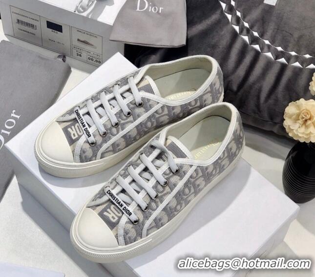 Luxury Cheap Dior Walk'n'Dior Sneakers in Oblique Embroidered Cotton Grey 226045