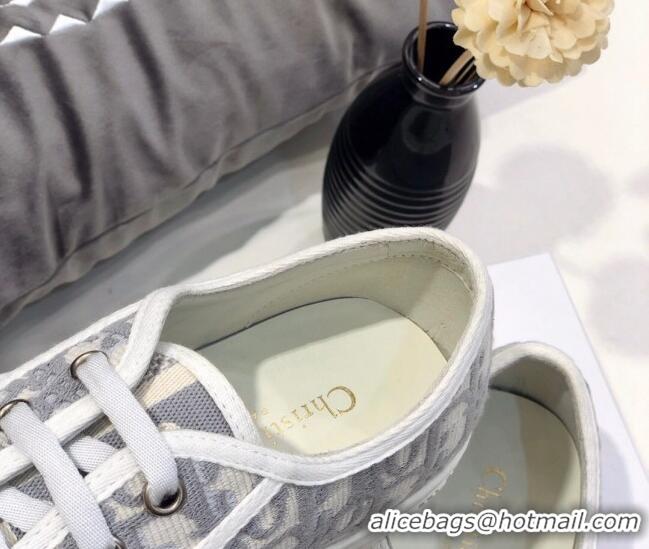 Luxury Cheap Dior Walk'n'Dior Sneakers in Oblique Embroidered Cotton Grey 226045