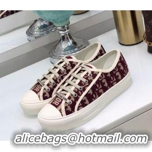 Luxury Dior Walk'n'Dior Sneakers in Oblique Embroidered Cotton Burgundy 226046