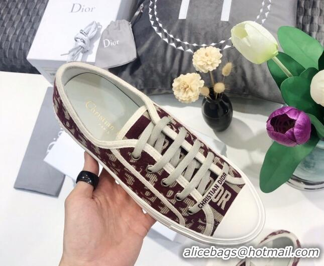 Luxury Dior Walk'n'Dior Sneakers in Oblique Embroidered Cotton Burgundy 226046