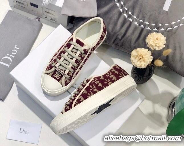 Luxury Dior Walk'n'Dior Sneakers in Oblique Embroidered Cotton Burgundy 226046