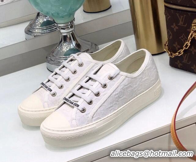 Sumptuous Dior Walk'n'Dior Sneakers in Oblique Embroidered Cotton White 0226047