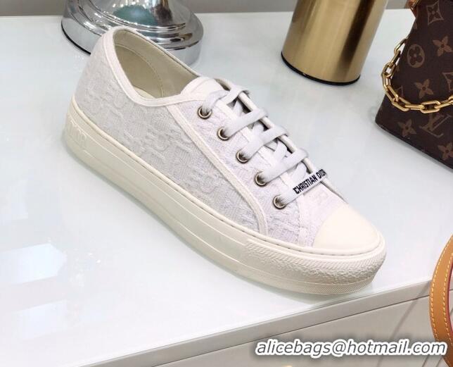 Sumptuous Dior Walk'n'Dior Sneakers in Oblique Embroidered Cotton White 0226047