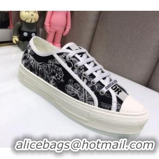 Trendy Design Dior Walk'n'Dior Sneakers in Embroidered Cotton Black/White 226030