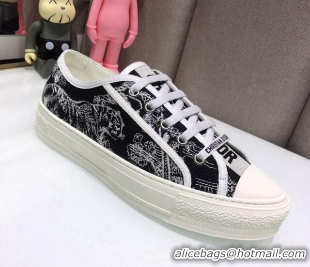 Trendy Design Dior Walk'n'Dior Sneakers in Embroidered Cotton Black/White 226030