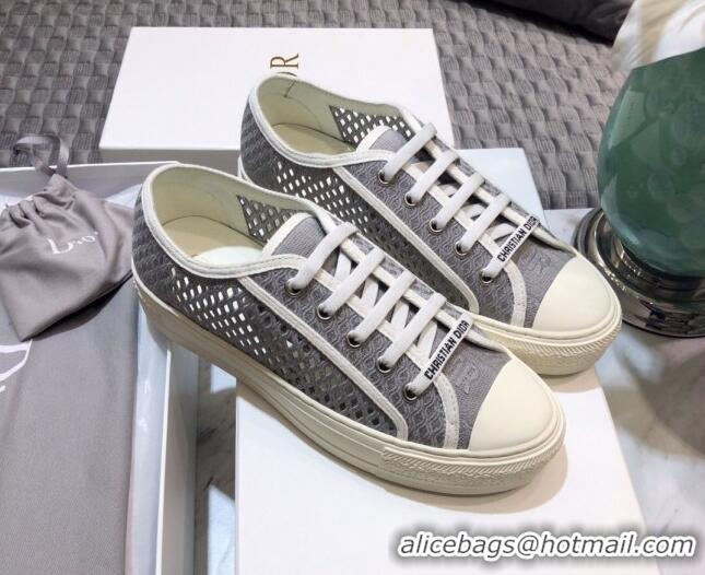 Charming Dior Walk'n'Dior Sneakers in Mesh and Embroidered Cotton Grey 226031