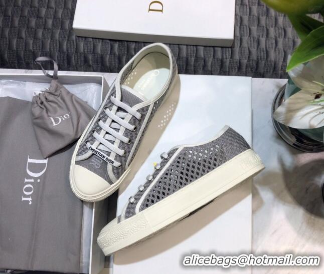 Charming Dior Walk'n'Dior Sneakers in Mesh and Embroidered Cotton Grey 226031