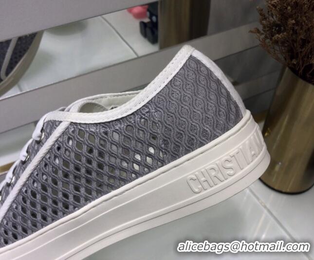 Charming Dior Walk'n'Dior Sneakers in Mesh and Embroidered Cotton Grey 226031