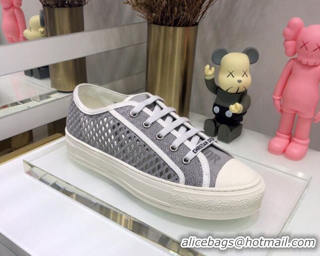 Charming Dior Walk'n'Dior Sneakers in Mesh and Embroidered Cotton Grey 226031