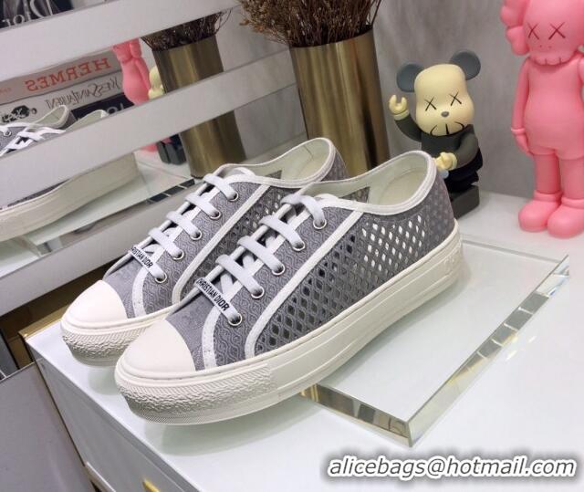 Charming Dior Walk'n'Dior Sneakers in Mesh and Embroidered Cotton Grey 226031