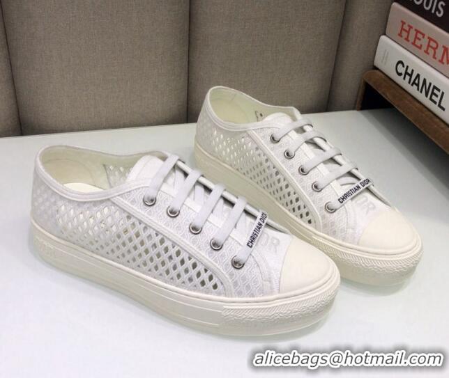 Buy Luxury Dior Walk'n'Dior Sneakers in Mesh and Embroidered Cotton White 226032