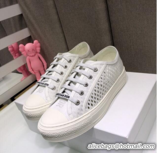 Buy Luxury Dior Walk'n'Dior Sneakers in Mesh and Embroidered Cotton White 226032