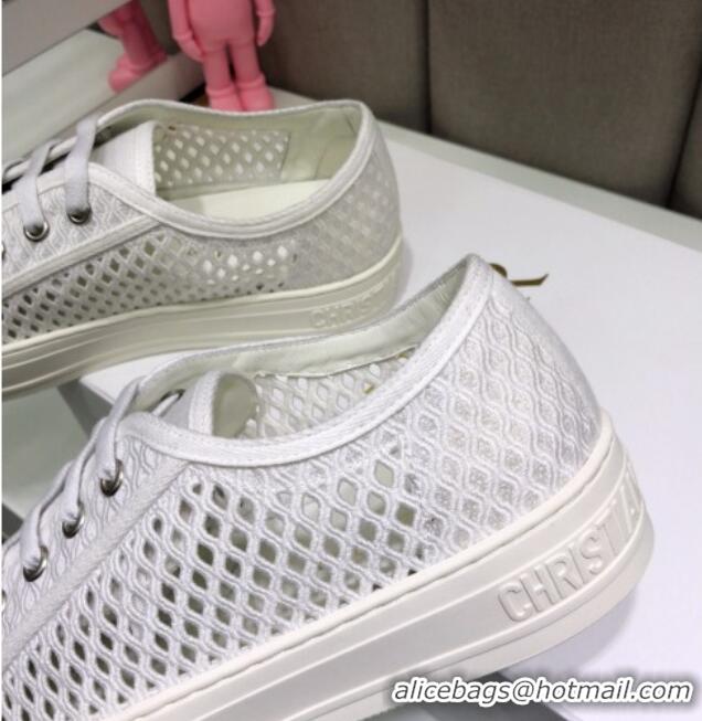 Buy Luxury Dior Walk'n'Dior Sneakers in Mesh and Embroidered Cotton White 226032