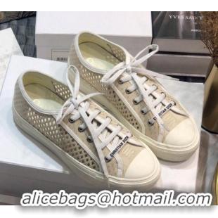 Unique Style Dior Walk'n'Dior Sneakers in Mesh and Embroidered Cotton Beige 226033