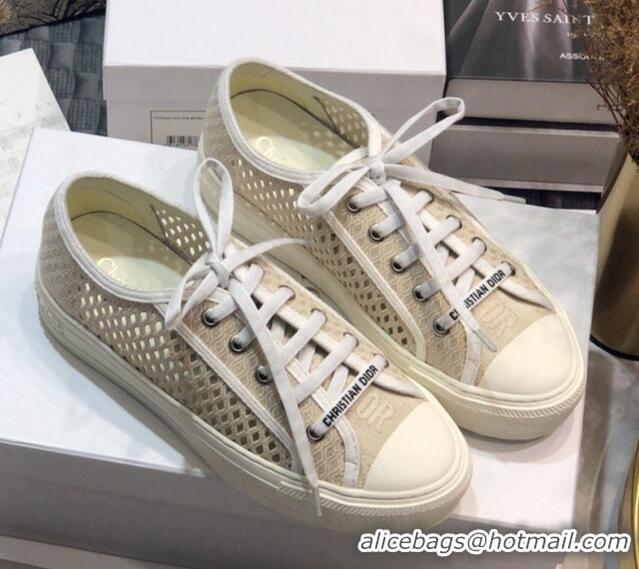 Unique Style Dior Walk'n'Dior Sneakers in Mesh and Embroidered Cotton Beige 226033