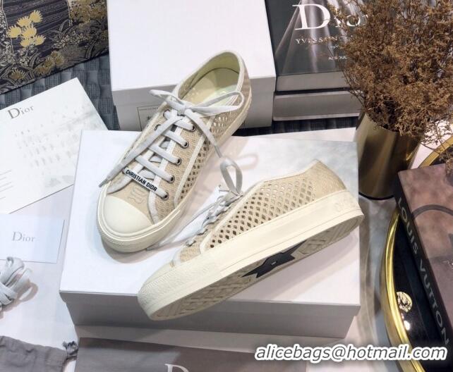 Unique Style Dior Walk'n'Dior Sneakers in Mesh and Embroidered Cotton Beige 226033