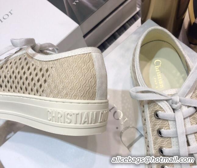 Unique Style Dior Walk'n'Dior Sneakers in Mesh and Embroidered Cotton Beige 226033