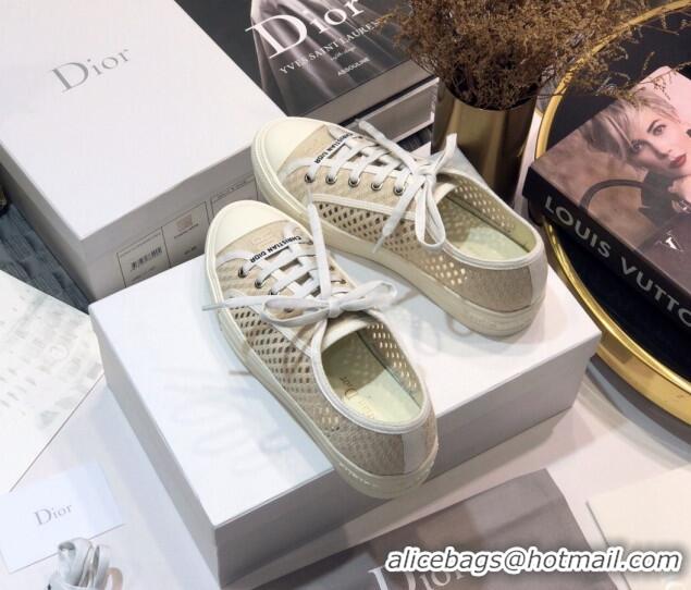 Unique Style Dior Walk'n'Dior Sneakers in Mesh and Embroidered Cotton Beige 226033