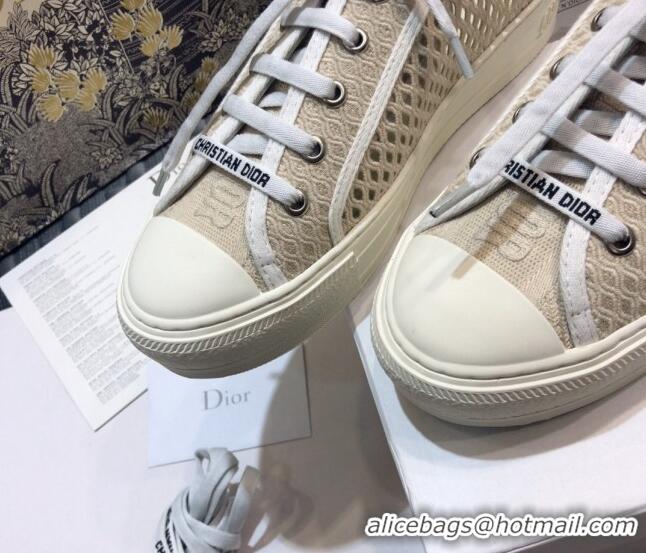 Unique Style Dior Walk'n'Dior Sneakers in Mesh and Embroidered Cotton Beige 226033