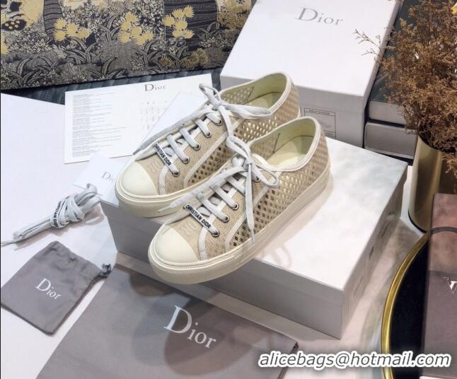 Unique Style Dior Walk'n'Dior Sneakers in Mesh and Embroidered Cotton Beige 226033