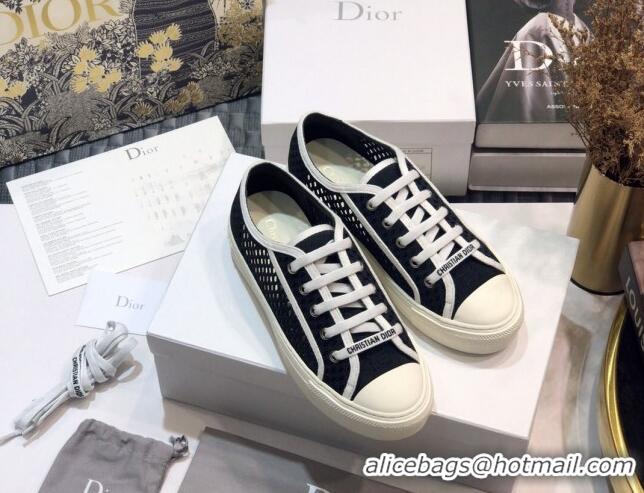 Duplicate Dior Walk'n'Dior Sneakers in Mesh and Embroidered Cotton Black 226034