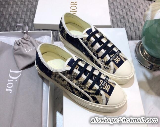 Stylish Dior Walk'n'Dior Sneakers in Embroidered Cotton Beige/Black 226040