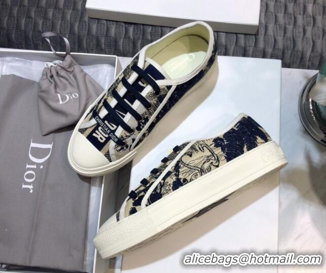 Stylish Dior Walk'n'Dior Sneakers in Embroidered Cotton Beige/Black 226040