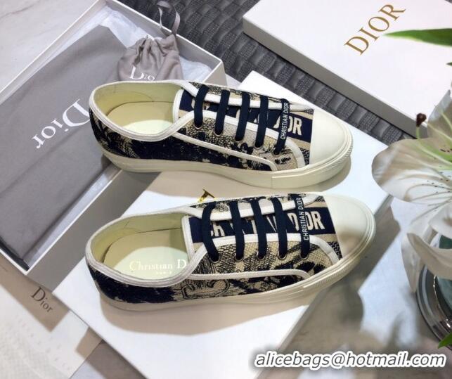 Stylish Dior Walk'n'Dior Sneakers in Embroidered Cotton Beige/Black 226040