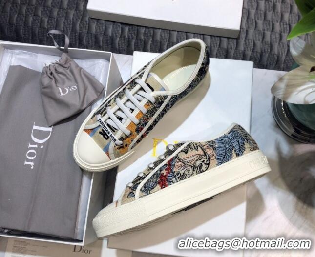 Big Discount Dior Walk'n'Dior Sneakers in Embroidered Cotton Beige 226041