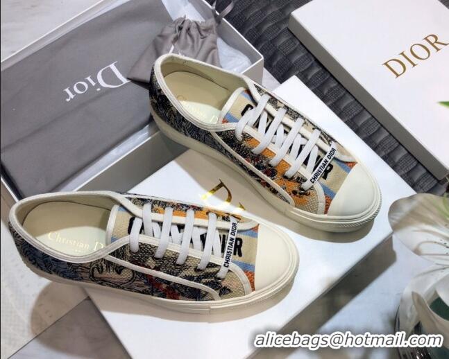 Big Discount Dior Walk'n'Dior Sneakers in Embroidered Cotton Beige 226041