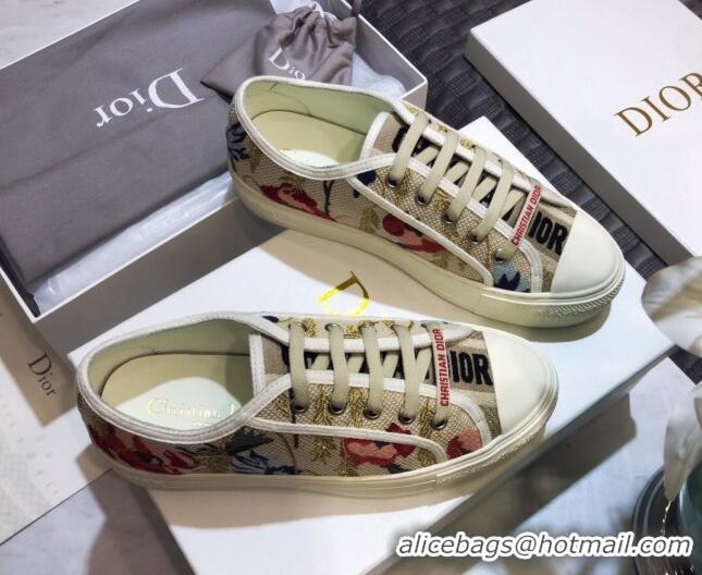 Lower Price Dior Walk'n'Dior Sneakers in Embroidered Cotton Light Beige 226042