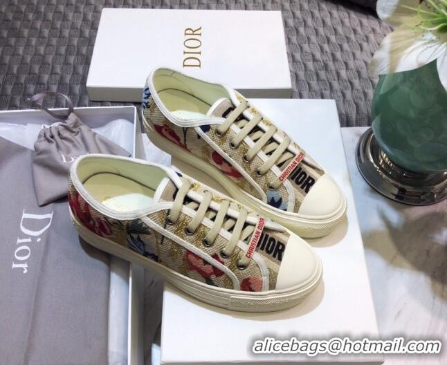 Lower Price Dior Walk'n'Dior Sneakers in Embroidered Cotton Light Beige 226042