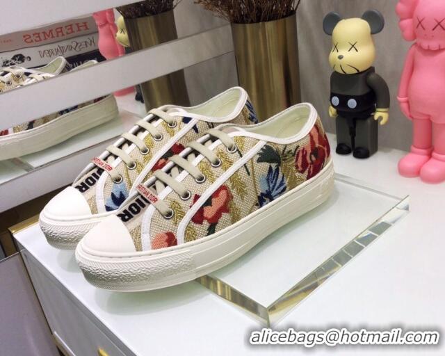 Lower Price Dior Walk'n'Dior Sneakers in Embroidered Cotton Light Beige 226042