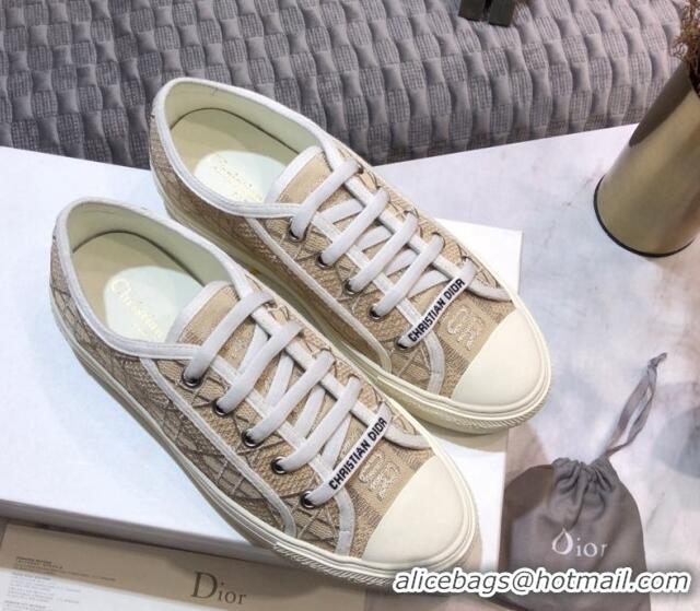 Good Product Dior Walk'n'Dior Sneakers in Cannage Embroidered Cotton Beige 226036