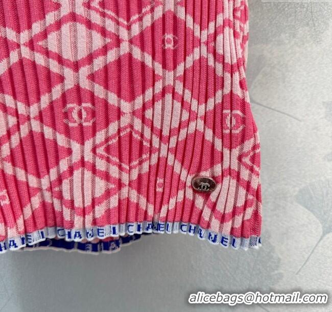 Promotional Chanel Knit Short-sleeved Sweater CH032820 Pink 2024