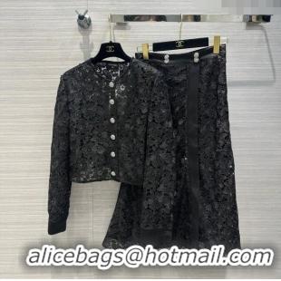 Promotional Chanel Lace Cardigan and Skirt CH032826 Black 2024