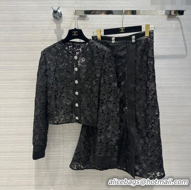 Promotional Chanel Lace Cardigan and Skirt CH032826 Black 2024