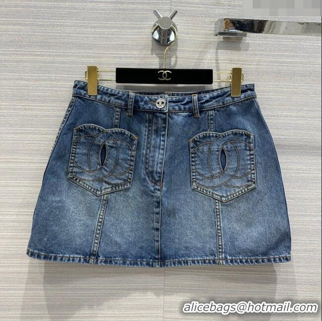 Famous Brand Chanel Denim Skirt CH032833 Blue 2024