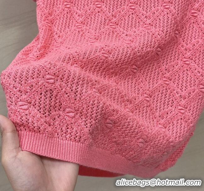 ​Top Grade Chanel Wool Short-sleeved Sweater CH040113 Pink 2024