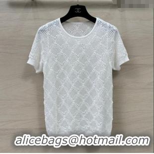 Buy Discount Chanel Wool Short-sleeved Sweater CH040114 White 2024