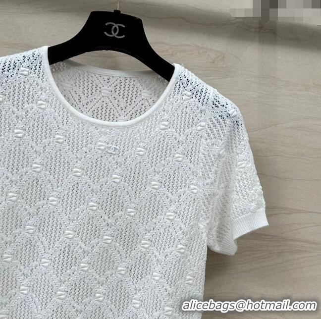 Buy Discount Chanel Wool Short-sleeved Sweater CH040114 White 2024