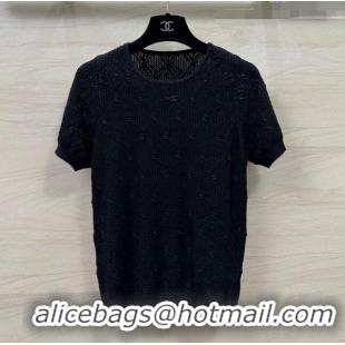 ​Good Product Chanel Wool Short-sleeved Sweater CH040115 Black 2024