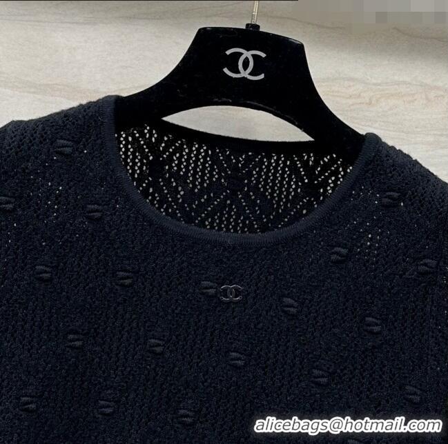 ​Good Product Chanel Wool Short-sleeved Sweater CH040115 Black 2024