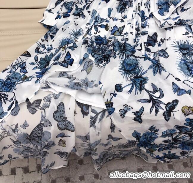 Best Price Dior Butterfly Long Dress D040109 Blue 2024