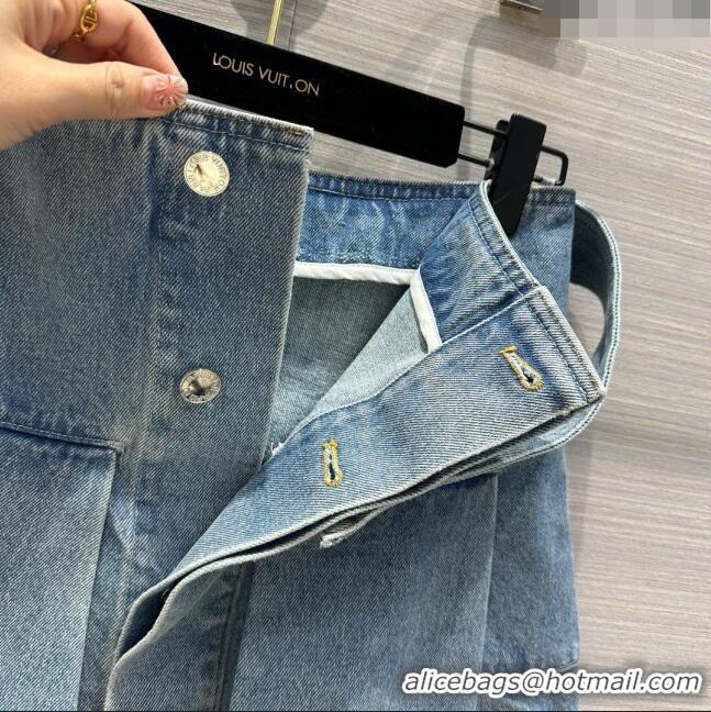 Promotional Louis Vuitton Denim Skirt LV032829 Blue 2024