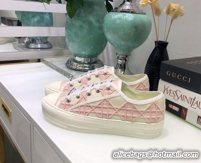 Inexpensive Dior Walk'n'Dior Sneakers in Cannage Embroidered Cotton Pink 226038